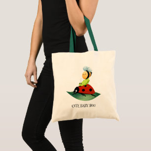 Unds Cute Red ladybug Bee kryp insekt på grönt löv Tygkasse