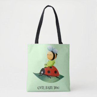 Unds Cute Red ladybug Bee kryp insekt på grönt löv Tygkasse