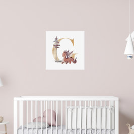 Unds Dragon Anpassat namn Monogram G Nursery Room Poster