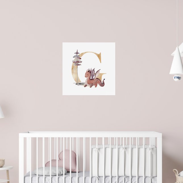 Unds Dragon Anpassat namn Monogram G Nursery Room Poster (Barnkammare 2)