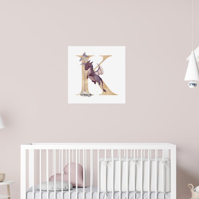 Unds Dragon Anpassat namn Monogram K Nursery Room Poster (Barnkammare 2)