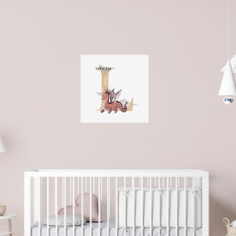 Unds Dragon Anpassat namn Monogram L Nursery Room Poster