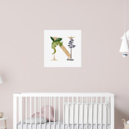 Unds Dragon Anpassat namn Monogram N Nursery Room Poster