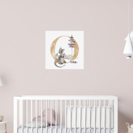 Unds Dragon Anpassat namn Monogram O Nursery Room Poster