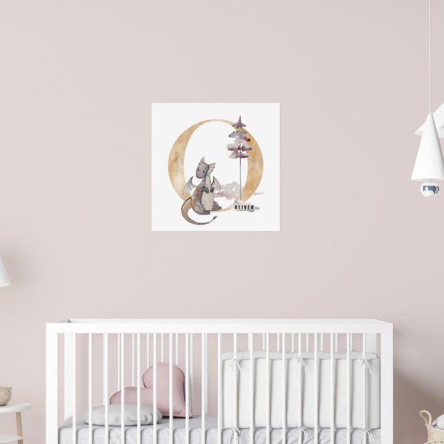 Unds Dragon Anpassat namn Monogram O Nursery Room Poster (Barnkammare 2)