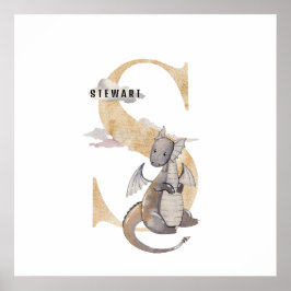 Unds Dragon Anpassat namn Monogram S Nursery Room Poster