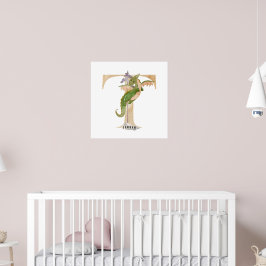 Unds Dragon Anpassat namn Monogram T Nursery Room Poster