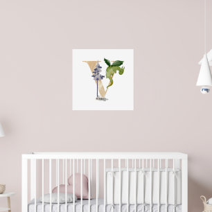 Unds Dragon Anpassat namn Monogram V Nursery-rum Poster