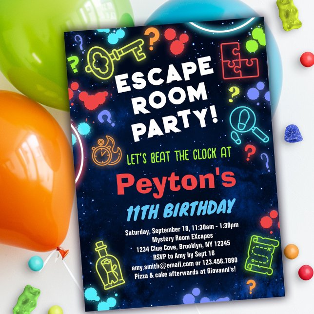 Unds Escape Room Födelsedagsfest inbjudan (Skapare uppladdad)