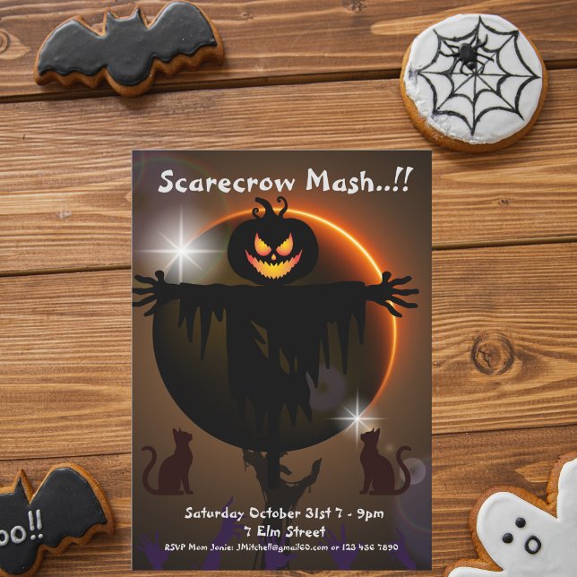 Unds Fågelskrämma Mash Halloween fest Inbjudningar (Scarecrow Mash Halloween Party Invitation)