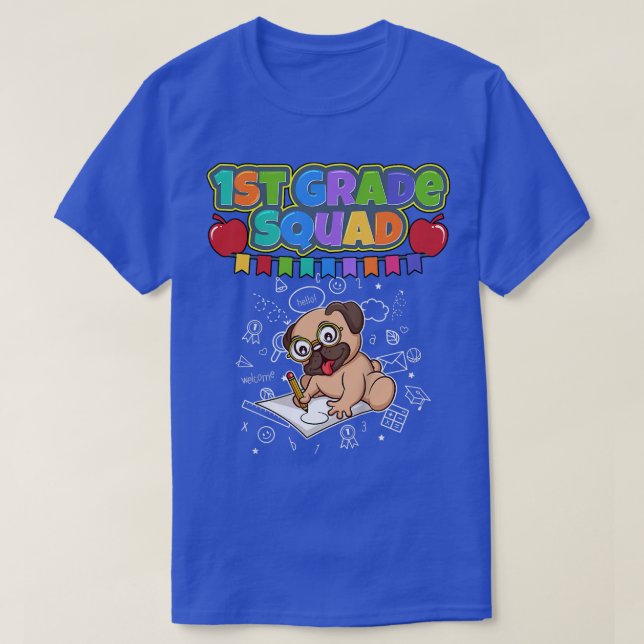 Unds First Klass Squad Rolig hund Pug Elementary S T Shirt (Design framsida)