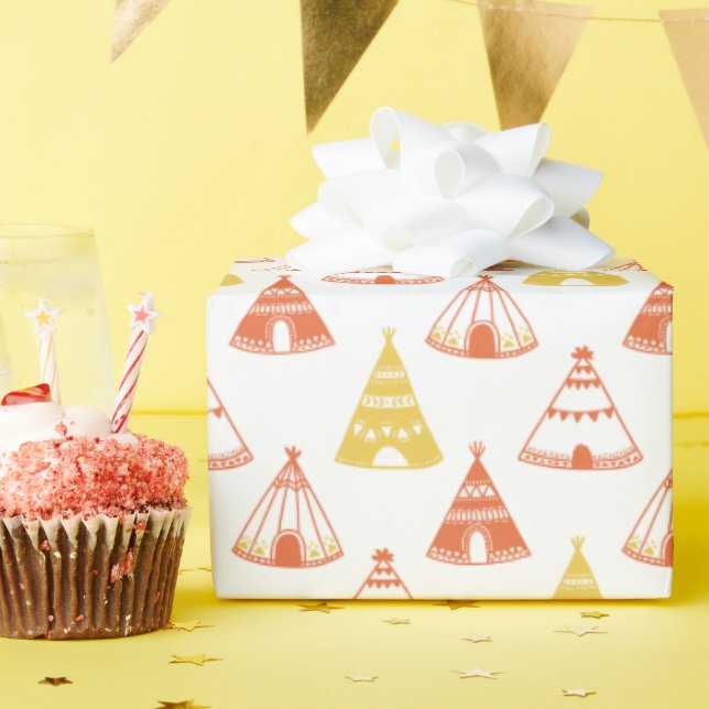 Unds indisk teepees Tipi Tält Games Red Gult Presentpapper (Födelsedagsfest)