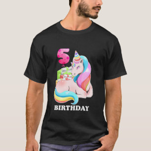 Unds Kids Unicorn 5 ÅRS Gif 5 ÅRS Kid 5:e födelsed T Shirt