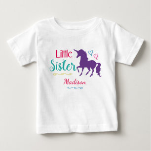 Unds Little Sister Unicorn Söt Colorful Sisters Tee Shirt