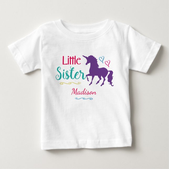 Unds Little Sister Unicorn Söt Colorful Sisters Tröja (Framsida)