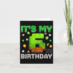 Unds min 6e Birthday Boy Gaming Pixel Gamer Pa Kort
