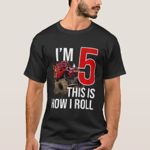 Unds Monster Lastbil 5:e födelsedag 5 år gammal fö T Shirt