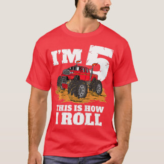 Unds Monster Lastbil 5:e födelsedagspojken 5-åring T Shirt