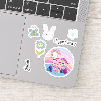Unds Påskhare Unicorn i Bunny Kostym Bunnicorn Klistermärken