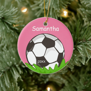 Unds Personlig Fotboll Rosa Julgransprydnad Keramik