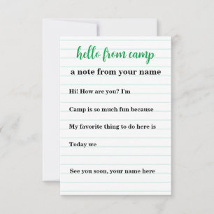 Unds Personlig Notecards for Summer Camp Tack Kort