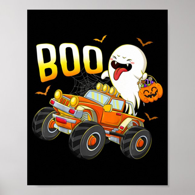 Unds Roligt Boo Riding Monster Lastbil Halloween C Poster (Framsidan)