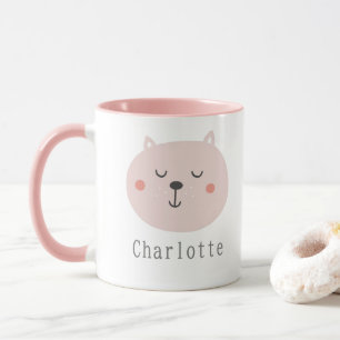 Unds toppen söt två ton Rosa Kitten Anpassat namn Mugg