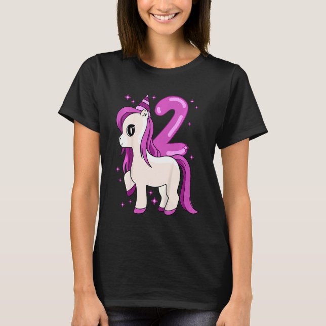Unds Unicorn 2 års födelsedag T Shirt (Framsida)