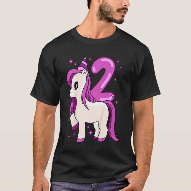 Unds Unicorn 2 års födelsedag T Shirt (Framsida)