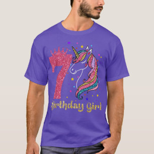Unds Unicorn Birthday Girl 7-åring 7:e T Shirt