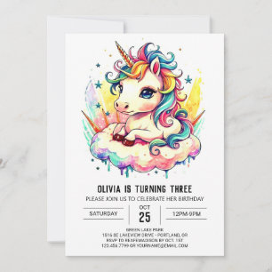 Unds Unicorn Birthday Stollig Inbjudningar