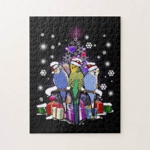 Undulat med jul gåva och snöflingor pussel