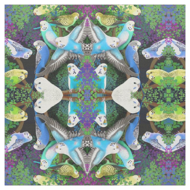 Undulatpapegojor i Fernstyg Tyg (Provkarta)