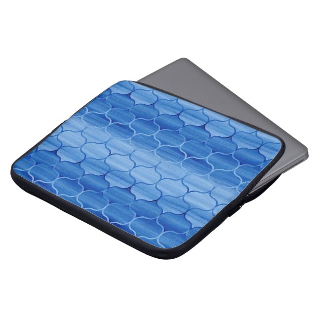 Undulera Blue Ogee Mönster Laptop Fodral (Framsida topp)