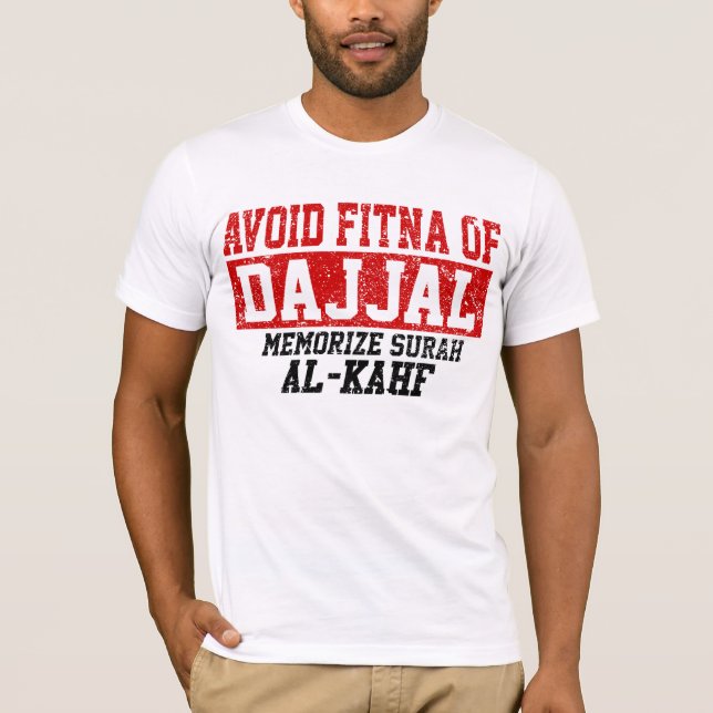 Undvik Fitna av Dajjal memorerar SurahAl - Kahf T-shirt (Framsida)