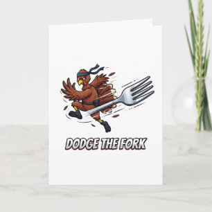 Undvik Gaffeln Rolig Thanksgiving Kalkon Ninja Kort