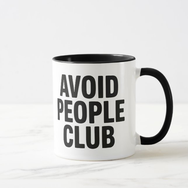 Undvik Människor Klubb Introvert Humor Uttalande Mugg (Höger)