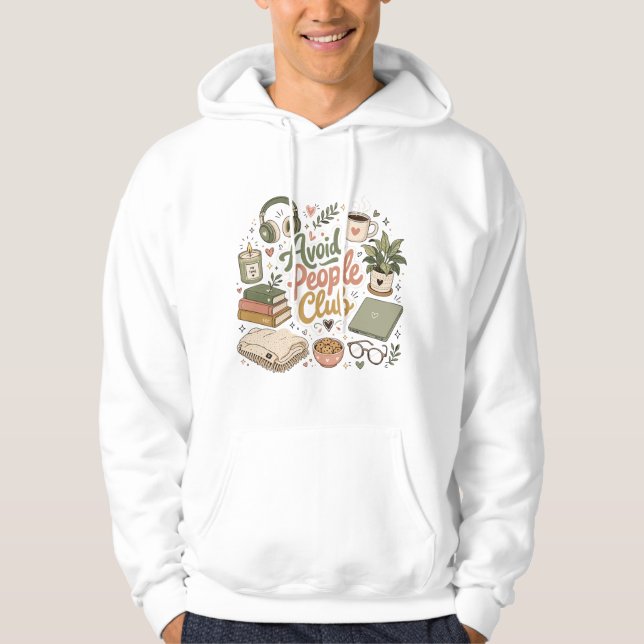 Undvik Människor Klubb Mysig Introvert Stämning Hoodie (Framsida)