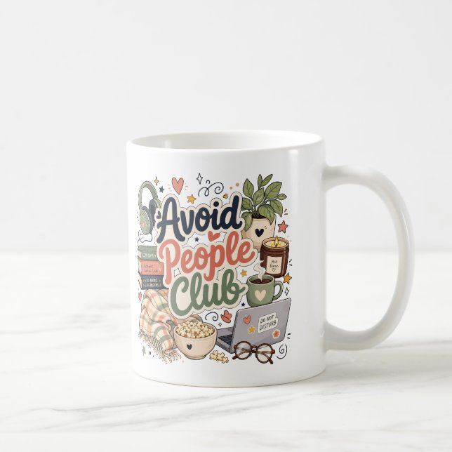 Undvik Människor Klubb Mysig Introvert Stämning Kaffemugg (Höger)