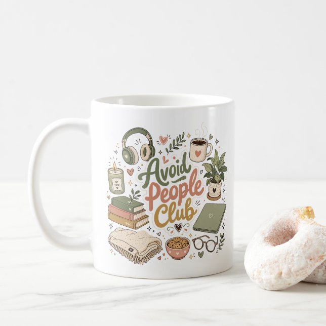 Undvik Människor Klubb Mysig Introvert Stämning Kaffemugg (Med munk)