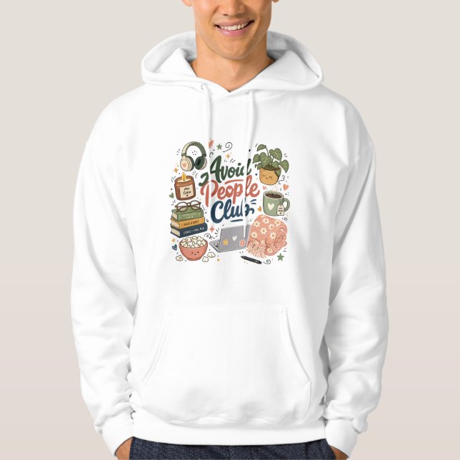Undvik Människor Klubb Mysig Introvert Vibe Hoodie (Framsida)