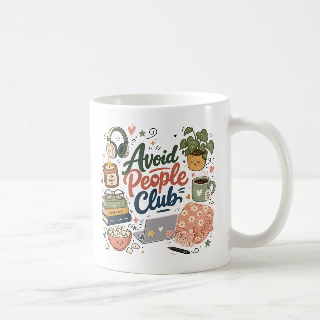 Undvik Människor Klubb Mysig Introvert Vibe Kaffemugg (Höger)