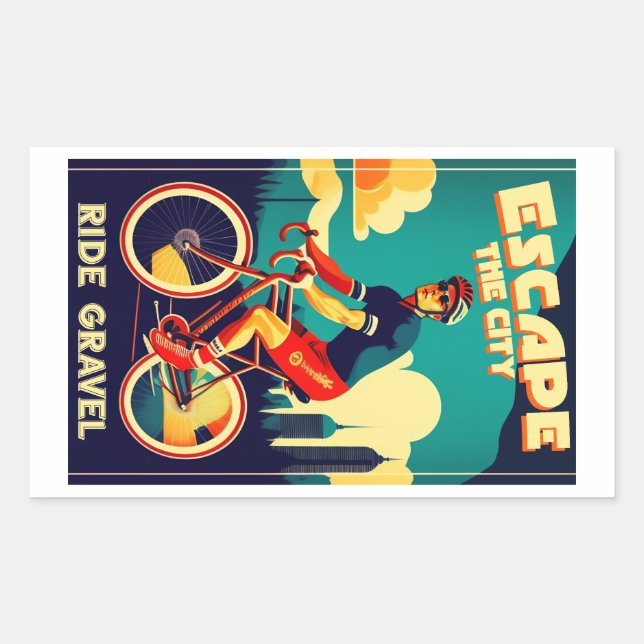 Undvik stadsriden Gravel Cycling Rektangulärt Klistermärke (Framsida)