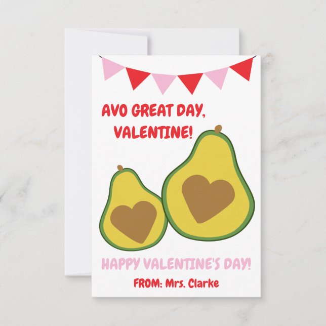 Undvik Underbara dagen! Cute Avocado Valentindagsk Inbjudningar (Framsida)