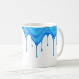 Une crème bleue coule le long d'un mug. kaffemugg