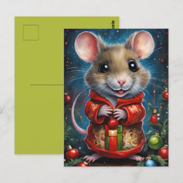 Une jolie souris fêtant noël vykort