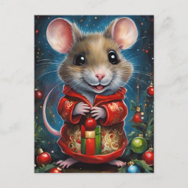 Une jolie souris fêtant noël vykort
