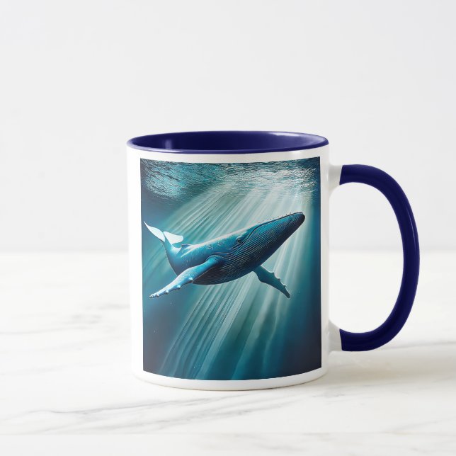 Une magnifique baleine bleue nage majestueuse. mugg (Höger)