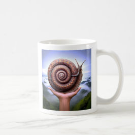 Une main tendue un escargot sur la paume. kaffemugg