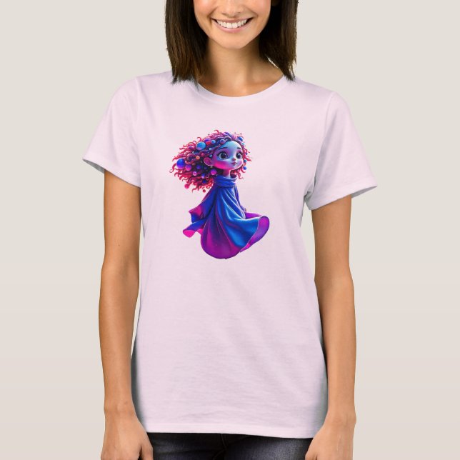 Une mignonne petite fille en lévitation. t shirt (Framsida)